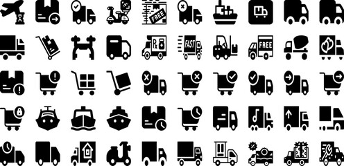 Transport Icon Set Isolated Silhouette Solid Icons With Icon, Set, Vector, Transportation, Travel, Transport, Symbol Infographic Simple Vector Illustration