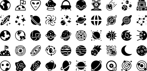 Universe Icon Set Isolated Silhouette Solid Icons With Illustration, Icon, Space, Vector, Cosmos, Astronomy, Universe Infographic Simple Vector Illustration © Arju