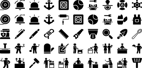 Utensils Icon Set Isolated Silhouette Solid Icons With Vector, Symbol, Food, Kitchen, Cooking, Icon, Set Infographic Simple Vector Illustration