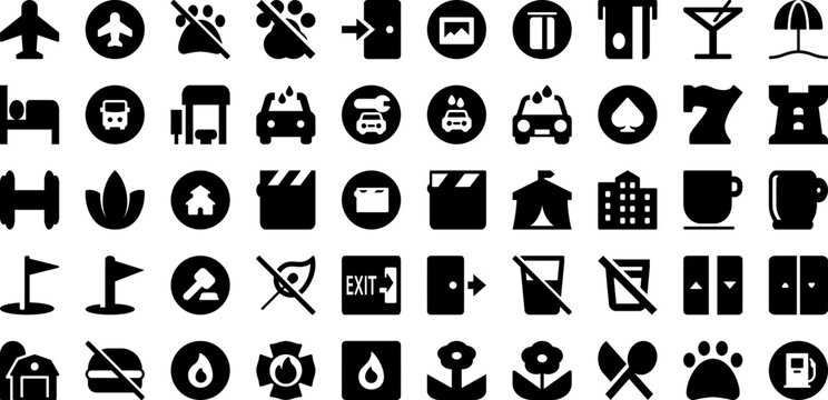 Wayfinding Icon Set Isolated Silhouette Solid Icons With Wayfinding, Wheelchair, Vector, Sign, Icon, Pictogram, Symbol Infographic Simple Vector Illustration