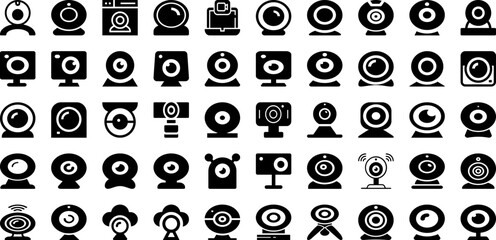 Webcam Icon Set Isolated Silhouette Solid Icons With Vector, Video, Computer, Camera, Symbol, Webcam, Icon Infographic Simple Vector Illustration