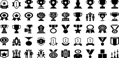 Winner Icon Set Isolated Silhouette Solid Icons With Winner, Vector, Sign, Success, Achievement, Symbol, Icon Infographic Simple Vector Illustration