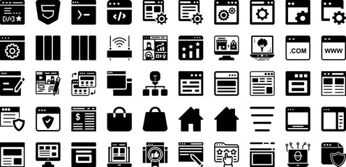 Website Icon Set Isolated Silhouette Solid Icons With Icon, Sign, Internet, Symbol, Vector, Communication, Web Infographic Simple Vector Illustration