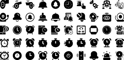 Alarm Icon Set Isolated Silhouette Solid Icons With Sign, Vector, Icon, Alarm, Clock, Symbol, Simple Infographic Simple Vector Illustration