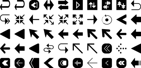 Arrow Icon Set Isolated Silhouette Solid Icons With Set, Sign, Symbol, Icon, Arrow, Collection, Vector Infographic Simple Vector Illustration