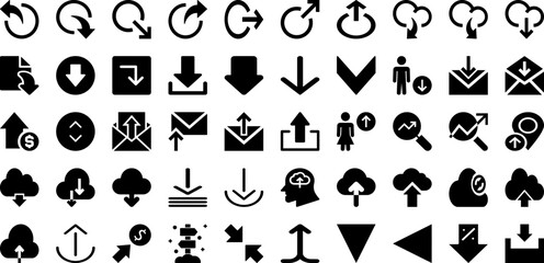 Arrow Icon Set Isolated Silhouette Solid Icons With Vector, Sign, Symbol, Arrow, Icon, Set, Collection Infographic Simple Vector Illustration