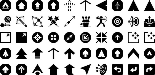 Arrow Icon Set Isolated Silhouette Solid Icons With Collection, Sign, Icon, Arrow, Set, Vector, Symbol Infographic Simple Vector Illustration