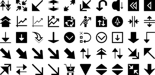 Arrow Icon Set Isolated Silhouette Solid Icons With Sign, Collection, Set, Symbol, Vector, Arrow, Icon Infographic Simple Vector Illustration
