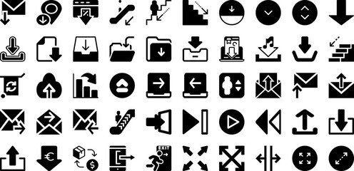 Arrow Icon Set Isolated Silhouette Solid Icons With Symbol, Sign, Vector, Arrow, Set, Collection, Icon Infographic Simple Vector Illustration