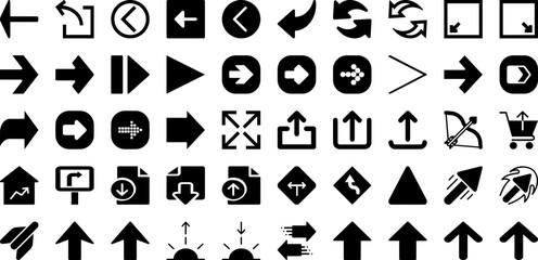 Arrow Icon Set Isolated Silhouette Solid Icons With Vector, Icon, Arrow, Symbol, Collection, Sign, Set Infographic Simple Vector Illustration