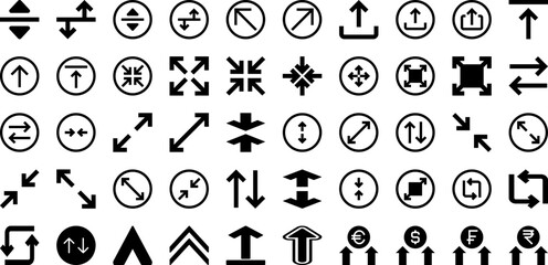 Arrow Icon Set Isolated Silhouette Solid Icons With Collection, Arrow, Icon, Symbol, Vector, Sign, Set Infographic Simple Vector Illustration