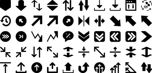 Arrow Icon Set Isolated Silhouette Solid Icons With Vector, Sign, Set, Arrow, Icon, Collection, Symbol Infographic Simple Vector Illustration