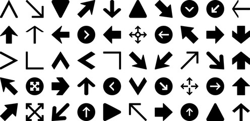 Arrow Icon Set Isolated Silhouette Solid Icons With Set, Vector, Sign, Arrow, Collection, Icon, Symbol Infographic Simple Vector Illustration