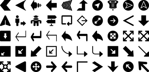 Arrow Icon Set Isolated Silhouette Solid Icons With Arrow, Symbol, Sign, Icon, Collection, Set, Vector Infographic Simple Vector Illustration
