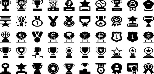 Award Icon Set Isolated Silhouette Solid Icons With Icon, Vector, Achievement, Winner, Award, Prize, Sign Infographic Simple Vector Illustration