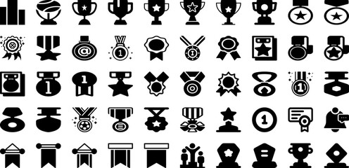 Award Icon Set Isolated Silhouette Solid Icons With Winner, Icon, Award, Sign, Vector, Achievement, Prize Infographic Simple Vector Illustration