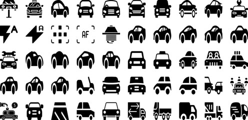 Auto Icon Set Isolated Silhouette Solid Icons With Symbol, Vehicle, Vector, Car, Auto, Icon, Transportation Infographic Simple Vector Illustration