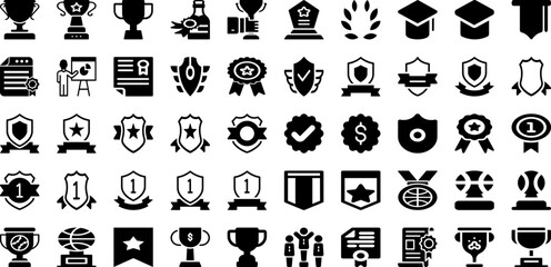 Award Icon Set Isolated Silhouette Solid Icons With Prize, Award, Winner, Icon, Vector, Achievement, Sign Infographic Simple Vector Illustration