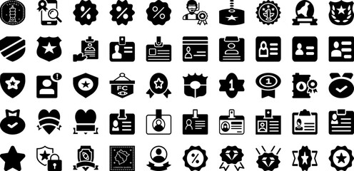 Badge Icon Set Isolated Silhouette Solid Icons With Sign, Icon, Vector, Symbol, Isolated, Badge, Illustration Infographic Simple Vector Illustration