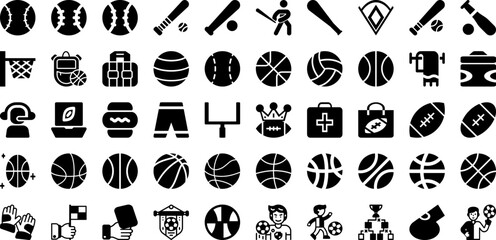 Ball Icon Set Isolated Silhouette Solid Icons With Icon, Vector, Illustration, Isolated, Symbol, Ball, Design Infographic Simple Vector Illustration
