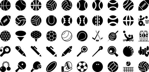 Ball Icon Set Isolated Silhouette Solid Icons With Ball, Symbol, Illustration, Isolated, Icon, Design, Vector Infographic Simple Vector Illustration