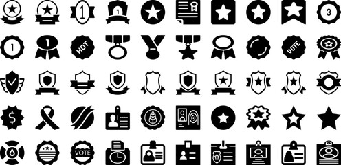 Badge Icon Set Isolated Silhouette Solid Icons With Symbol, Sign, Badge, Icon, Isolated, Vector, Illustration Infographic Simple Vector Illustration