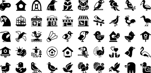 Bird Icon Set Isolated Silhouette Solid Icons With Vector, Symbol, Illustration, Icon, Design, Animal, Bird Infographic Simple Vector Illustration