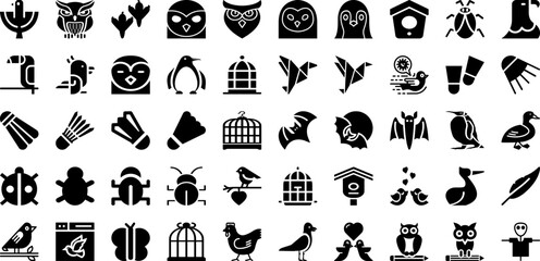 Fototapeta na wymiar Bird Icon Set Isolated Silhouette Solid Icons With Design, Icon, Bird, Symbol, Animal, Vector, Illustration Infographic Simple Vector Illustration