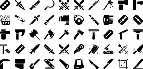 Blade Icon Set Isolated Silhouette Solid Icons With Equipment, Vector, Illustration, Icon, Symbol, Blade, Sign Infographic Simple Vector Illustration