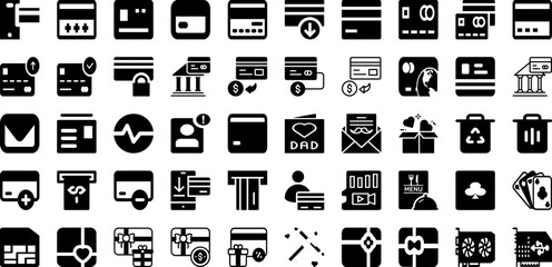 Card Icon Set Isolated Silhouette Solid Icons With Card, Set, Symbol, Icon, Business, Vector, Sign Infographic Simple Vector Illustration