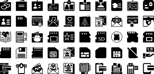 Card Icon Set Isolated Silhouette Solid Icons With Symbol, Icon, Sign, Business, Set, Vector, Card Infographic Simple Vector Illustration