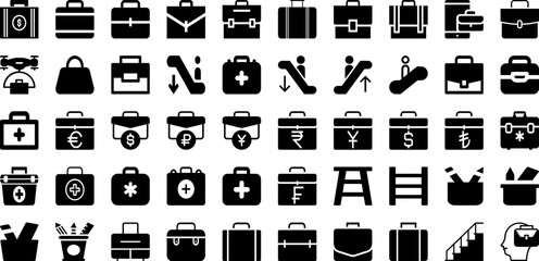 Case Icon Set Isolated Silhouette Solid Icons With Outline, Case, Vector, Icon, Sign, Business, Document Infographic Simple Vector Illustration