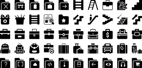 Case Icon Set Isolated Silhouette Solid Icons With Vector, Outline, Icon, Case, Business, Document, Sign Infographic Simple Vector Illustration