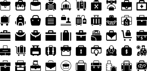 Case Icon Set Isolated Silhouette Solid Icons With Business, Sign, Outline, Vector, Case, Icon, Document Infographic Simple Vector Illustration