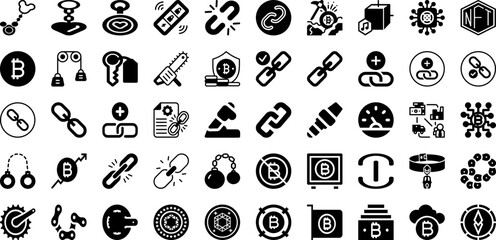 Chain Icon Set Isolated Silhouette Solid Icons With Business, Symbol, Chain, Icon, Vector, Concept, Illustration Infographic Simple Vector Illustration