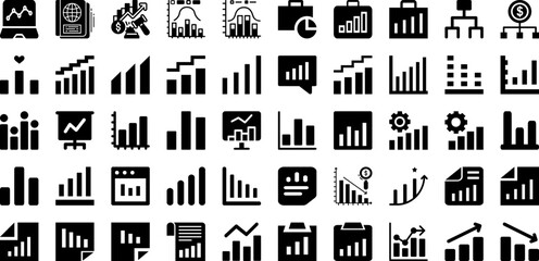 Obraz na płótnie Canvas Chart Icon Set Isolated Silhouette Solid Icons With Business, Sign, Vector, Graph, Icon, Chart, Symbol Infographic Simple Vector Illustration