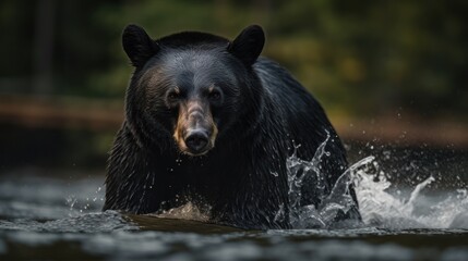 Captivating Wild Bear Encounter - AI Generated - obrazy, fototapety, plakaty