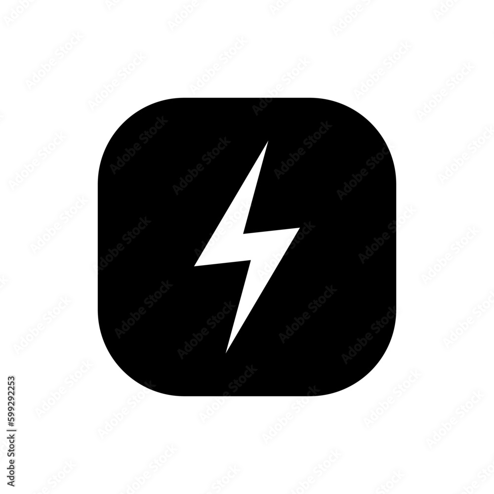Poster Lightning icon vector. Thunderbolt isolated on a square background