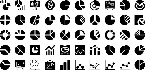 Chart Icon Set Isolated Silhouette Solid Icons With Graph, Sign, Symbol, Icon, Chart, Business, Vector Infographic Simple Vector Illustration