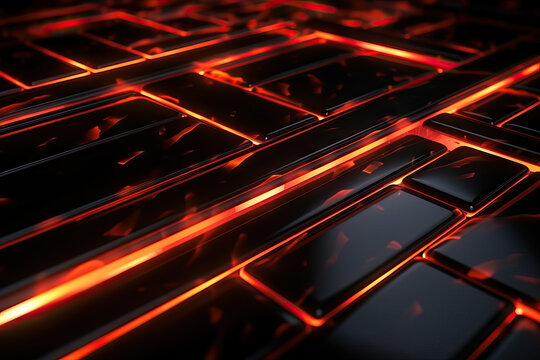 Generative AI illustration of orange glowing abstract background representing concept for futuristic sci fi design for wallpaper