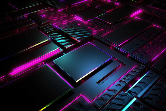 Generative AI illustration of purple glowing abstract background representing concept for futuristic sci fi design for wallpaper