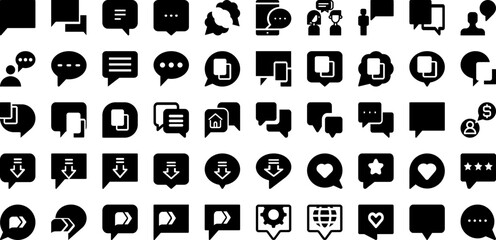 Chat Icon Set Isolated Silhouette Solid Icons With Vector, Message, Chat, Symbol, Sign, Communication, Icon Infographic Simple Vector Illustration