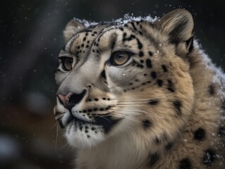 Fototapeta na wymiar Stunning Snow Leopard Portrait, AI Generated