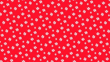 白い四葉の壁紙　赤