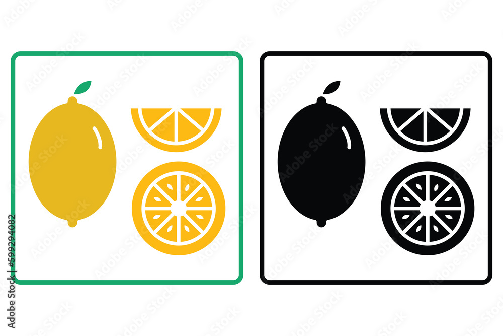 Poster lemons icon set. icon related to fruits. solid icon style. simple vector design editable