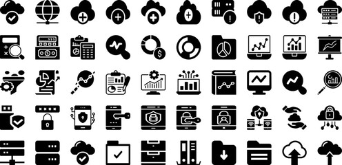Data Icon Set Isolated Silhouette Solid Icons With Vector, Icon, Symbol, Set, Technology, Computer, Data Infographic Simple Vector Illustration