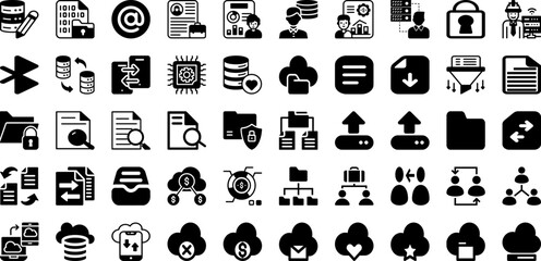 Data Icon Set Isolated Silhouette Solid Icons With Data, Symbol, Vector, Computer, Icon, Technology, Set Infographic Simple Vector Illustration