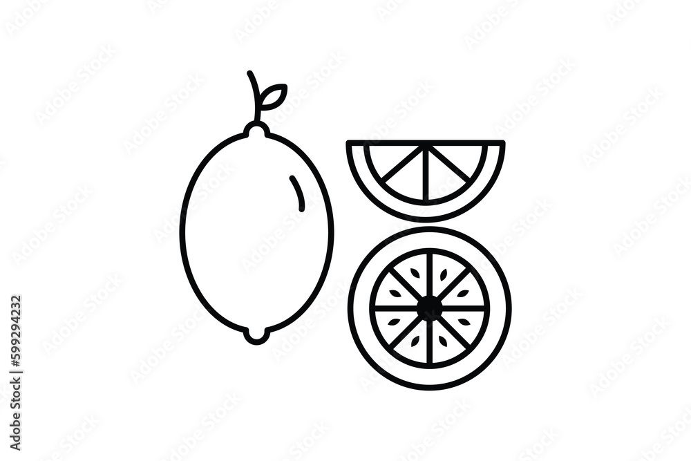 Poster lemons icon set. icon related to fruits. line icon style. simple vector design editable