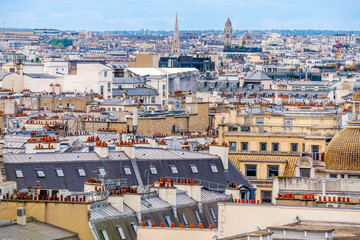 House and apartment building rooftops in Paris France