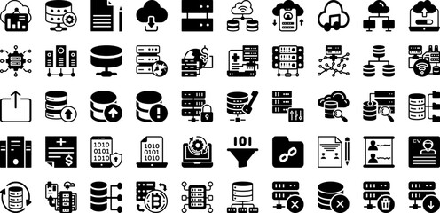 Data Icon Set Isolated Silhouette Solid Icons With Icon, Symbol, Technology, Set, Vector, Computer, Data Infographic Simple Vector Illustration